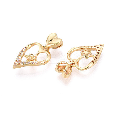 Brass Micro Pave Cubic Zirconia Cup Pearl Peg Bails Pin Pendants KK-T079-54G-1