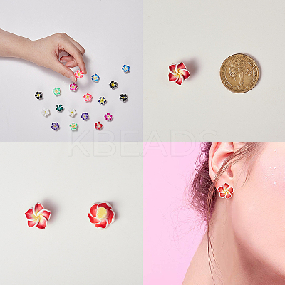 Handmade Polymer Clay 3D Flower Plumeria Beads CLAY-SC0001-02-1