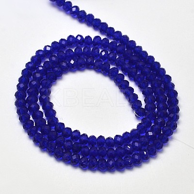 Faceted Rondelle Transparent Glass Beads Strands LS-EGLA-J134-3x2mm-B05-1