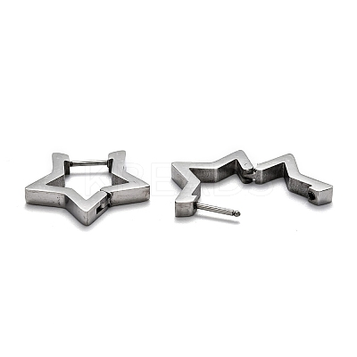 Tarnish Resistant 304 Stainless Steel Star Huggie Hoop Earrings STAS-J033-05P-1