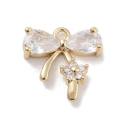 Brass Pave Clear Cubic Zirconia Charms KK-Z061-17G-1