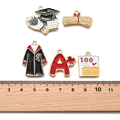20Pcs 5 Styles Graduation Season Alloy Enamel Pendants ENAM-FP0002-80-1
