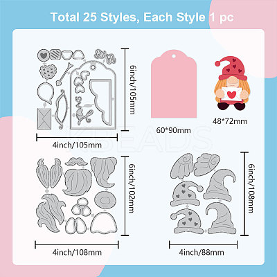 Valentine's Day Theme Carbon Steel Cutting Dies Stencils DIY-WH0309-1573-1