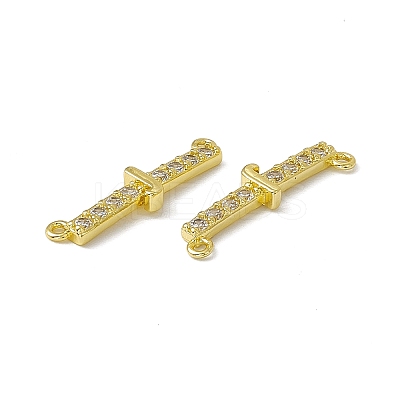 Rack Plating Brass Micro Pave Clear Cubic Zirconia Connector Charms KK-C007-37G-J-1