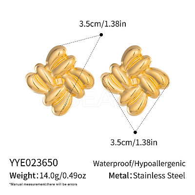 304 Stainless Steel Geometric Textured Rhombus Stud Earrings LJ6925-1-1