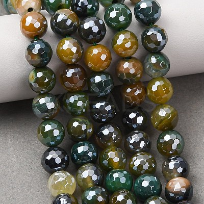 Electroplated Natural Agate Beads Strands G-B191-A07-8mm-19-1