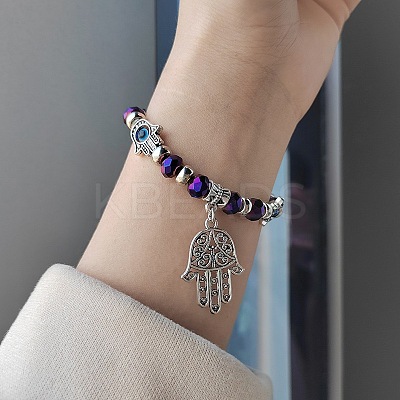 Alloy Turkiye Hamsa Hand Pendant Bracelets XI4763-4-1