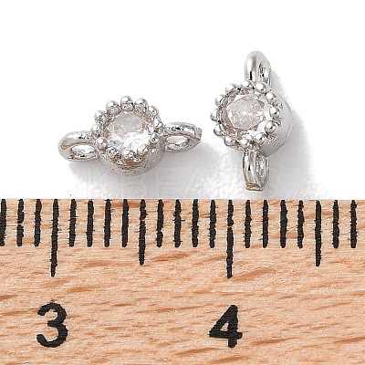 Rack Plating Brass Pave Clear Cubic Zirconia Connector Charms KK-Z039-38P-1