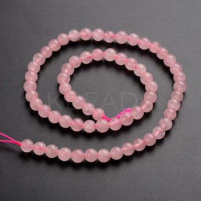 Round Natural Rose Quartz Gemstone Bead Strands G-J333-02-6mm-1