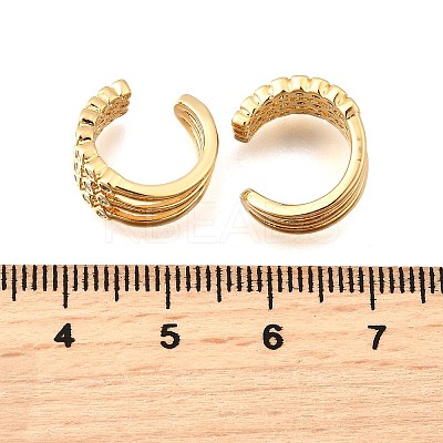 Brass Micro Pave Clear Cubic Zirconia Cuff Earrings EJEW-F370-38B-G-1