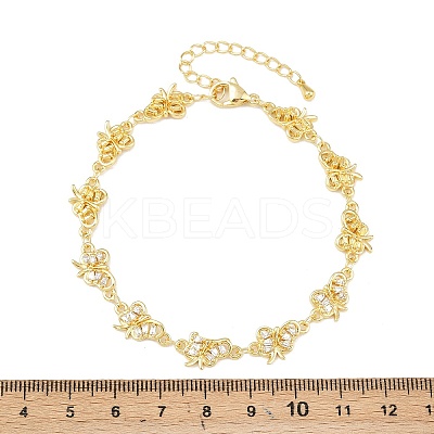Brass Micro Pave Clear Cubic Zirconia Link Chain Bracelets for Women BJEW-A090-10E-G-1