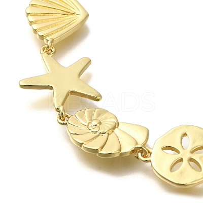 Rack Plating Brass Shell Shaped & Starfish Link Chain Necklaces NJEW-Q345-04G-1