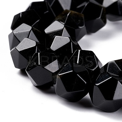 Natural Golden Sheen Obsidian Beads Strands G-C229-01C-1
