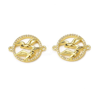 Brass Micro Pave Clear Cubic Zirconia Connector Charms KK-E068-VB294-1