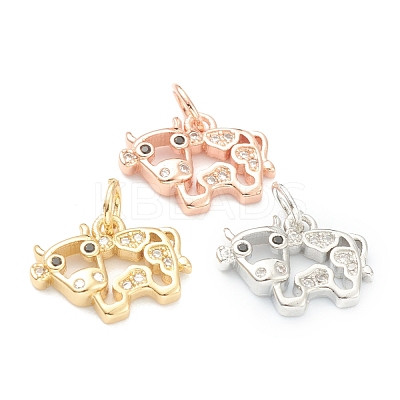 Brass Clear Cubic Zirconia Charms ZIRC-B010-22-1