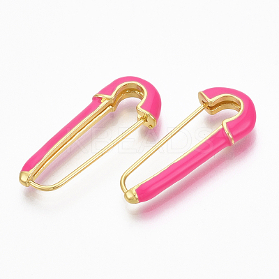 Brass Enamel Safety Pins Earrings JEWB-R015-01E-NF-1