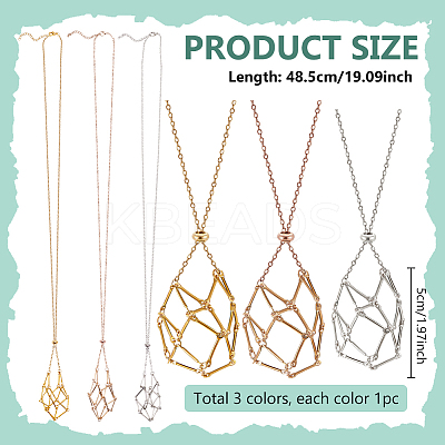 3Pcs 3 Colors 304 Stainless Steel Macrame Pouch Necklace Making NJEW-PH01550-1