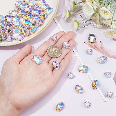64Pcs 4 Style Pointed Back Glass Rhinestone Cabochons RGLA-FG0001-08-1