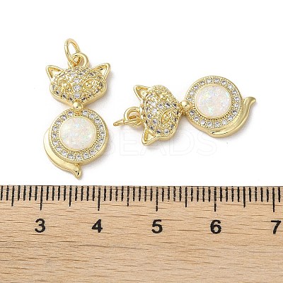 Brass Micro Pave Clear Cubic Zirconia Pendants KK-C045-12G-1