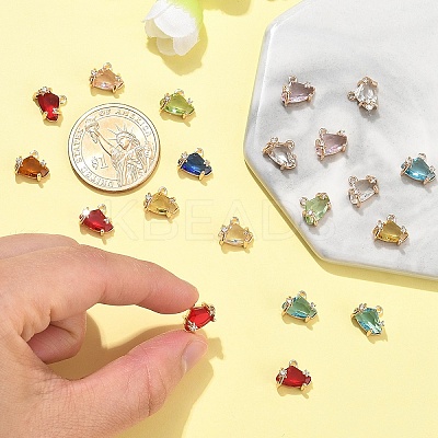 20Pcs Brass Micro Pave Cubic Zirconia with Glass Charms KK-YW0002-94-1