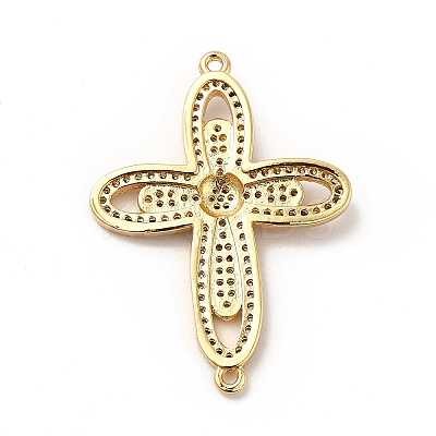 Eco-Friendly Rack Plating Brass Micro Pave Clear Cubic Zirconia Connector Charms KK-F847-04G-1