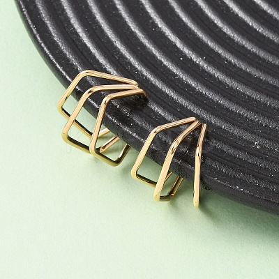 304 Stainless Steel Triple Pentagon Cuff Earrings EJEW-K268-88G-1