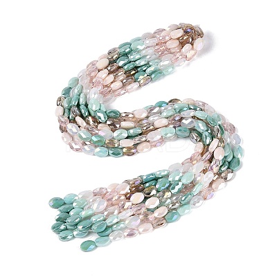 Electroplate Imitation Jade & Opaque & Transparent Glass Beads Strands X-EGLA-Q135-8x11MM-01C-1