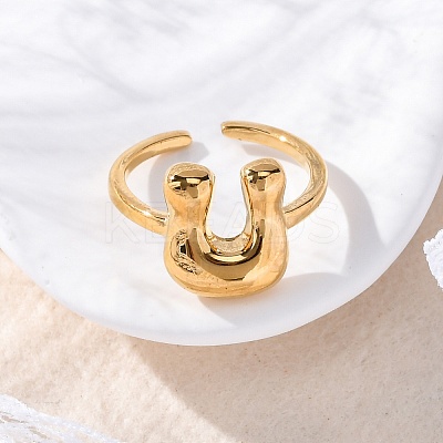 304 Stainless Steel Open Cuff Rings for Women RJEW-M060-01G-21-1