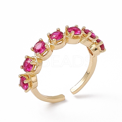 Cubic Zirconia Open Cuff Ring RJEW-P079-07G-03-1