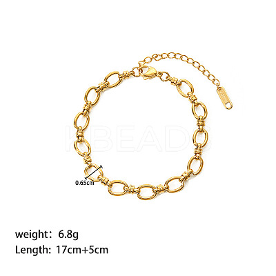 European Style 304 Stainless Steel Link Chain Bracelet for Women HM2215-9-1