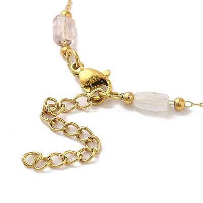 304 Stainless Steel with Glass Necklaces NJEW-B077-09G-1