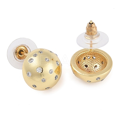Brass Micro Pave Clear Cubic Zirconia Studs Earring for Women EJEW-S225-15G-1