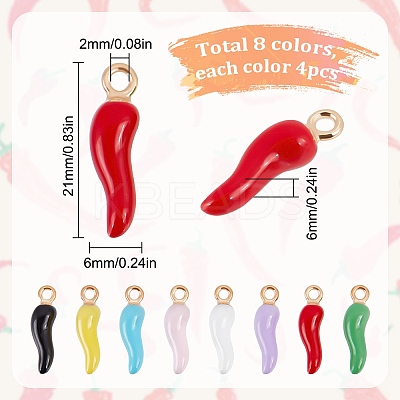 32Pcs 8 Colors Alloy Enamel Pendants ENAM-SC0004-87-1