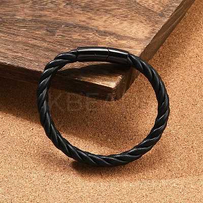 Ion Plating(IP) Braided Microfiber Leather Cord Bracelets for Men BJEW-Z081-13EB-02-1