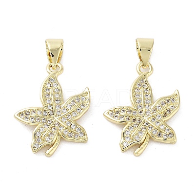 Flower Brass Micro Pave Cubic Zirconia Pendants KK-E102-10G-1
