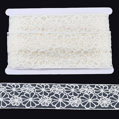 10Yards Polyester Embroidery Mesh Flower Lace Ribbon OCOR-GF0005-41C-1