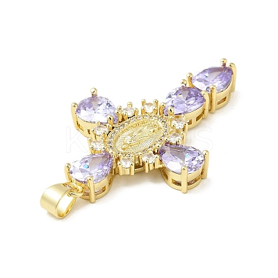 Rack Plating Brass Micro Pave Cubic Zirconia Pendants ZIRC-I059-15G-05-1