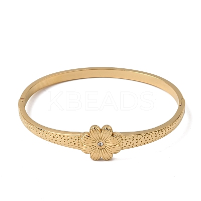 304 Stainless Steel Crystal Rhinestone Hinged Cuff Bangles for Women SA-CBA61B8-07G-1