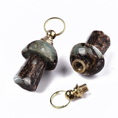 Assembled Synthetic Bronzite and Aqua Terra Jasper Openable Perfume Bottle Pendants LS-G-S366-057B-1
