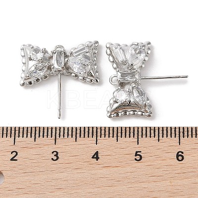 Brass with Clear Cubic Zirconia Stud Earring Findings KK-G491-56P-1