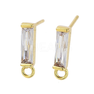 Brass Micro Pave Cubic Zirconia Earring Findings KK-A205-10G-03-1