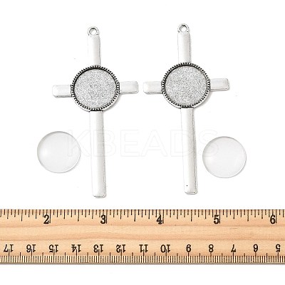 9Pcs Tibetan Style Alloy Cross Pendant Cabochon Settings DIY-FS0009-48-1