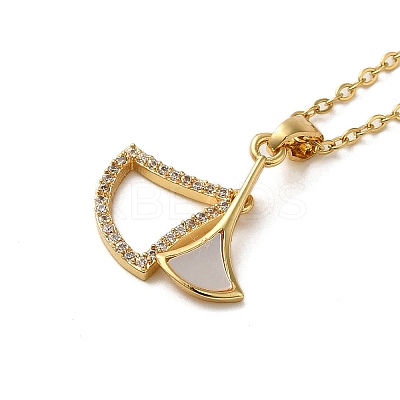 Brass Micro Pave Cubic Zirconia with Acrylic Ginkgo Leaf Pendant Necklaces for Women NJEW-E106-02KCG-1