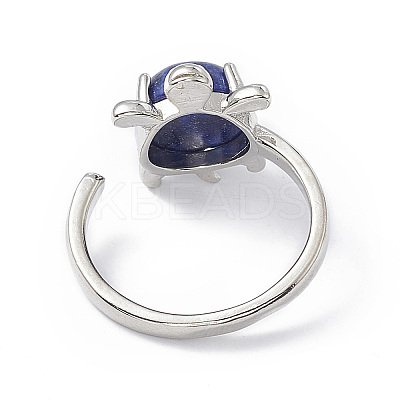 Natural Dyed Lapis Lazuli Turtle Open Cuff Ring RJEW-P082-01P-06-1