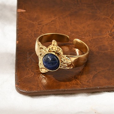 Natural Lapis Lazuli Finger Rings RJEW-K290-04G-1