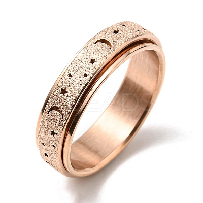 201 Stainless Steel Moon and Star Rotatable Finger Ring MOST-PW0001-005E-04-1