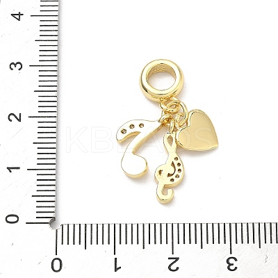 Brass Micro Pave Clear Cubic Zirconia European Dangle Charms KK-P345-50G-1