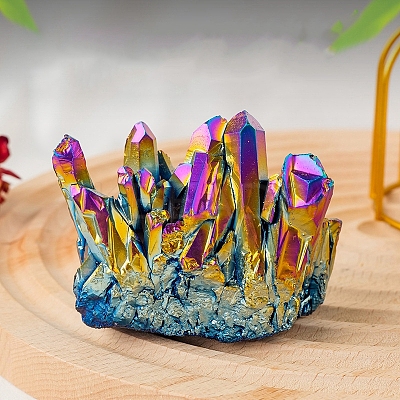 Electroplated Natural Druzy Quartz Crystal Cluster Ornaments PW-WG24416-01-1