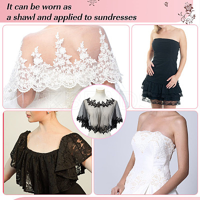 Detachable Polyester Bridal Lace Shawls AJEW-WH0696-058A-1