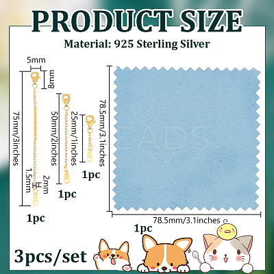 1Set S925 Sterling Silver Chain Extender Sets DIY-GO0002-29G-1